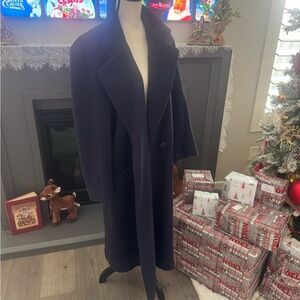 Women’s Tuscan New York Navy Wool Long Classic Tailored Overcoat size 8